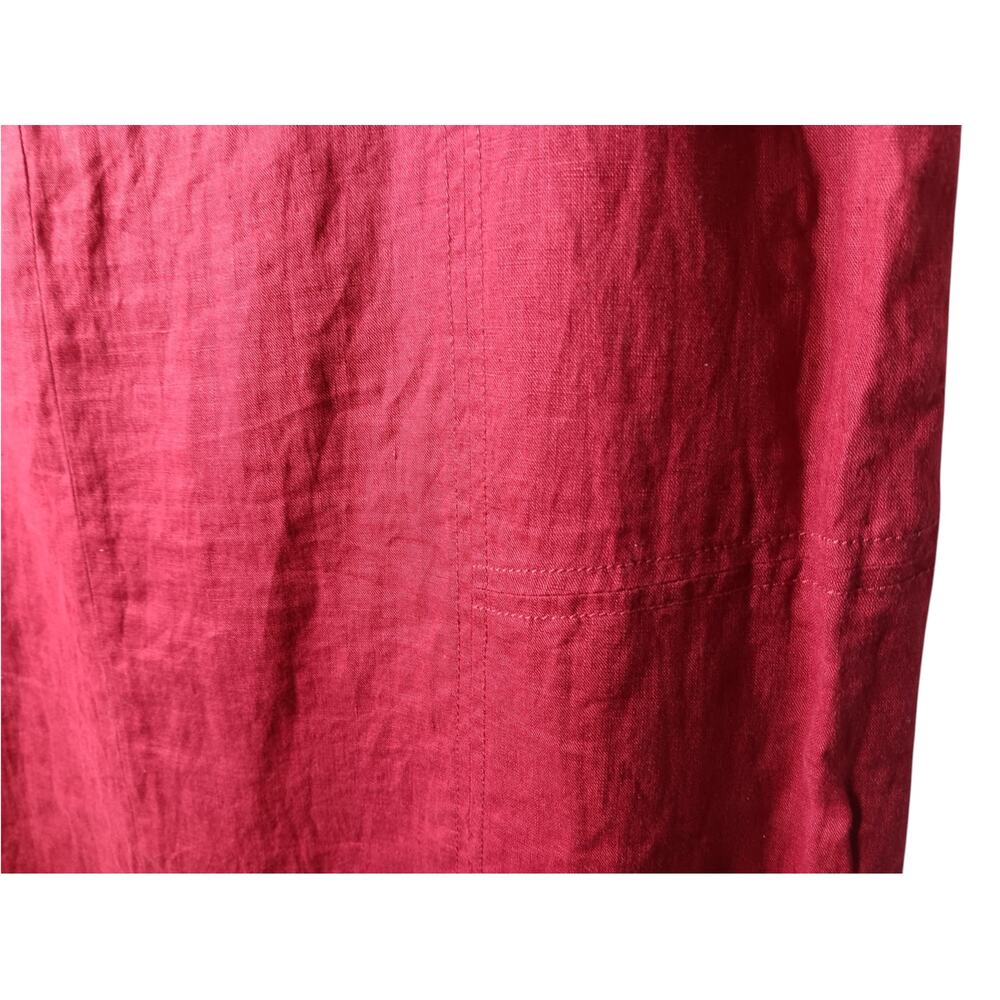 The Territory Ahead Linen Maxi Shift Dress Red Sleeveless V Neck 12 - Picture 12 of 15
